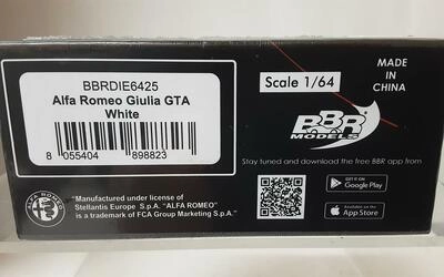 BBR 1/64 - ALFA ROMEO GIULIA GTA - 2021 - WHITE BLACK