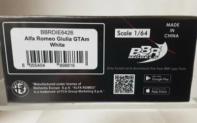 BBR 1/64 - ALFA ROMEO GIULIA GTAM - 2021 - WHITE BLACK
