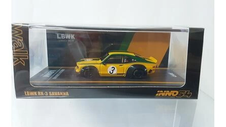 INNO 1/64 - LBWK MAZDA RX 3 SAVANNA - YELLOW/GREEN