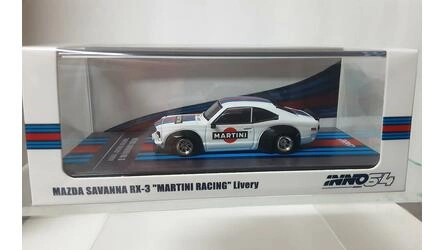 INNO 1/64 - MAZDA SAVANNA RX3 - MARTINI RACING LIVERY - WHIT