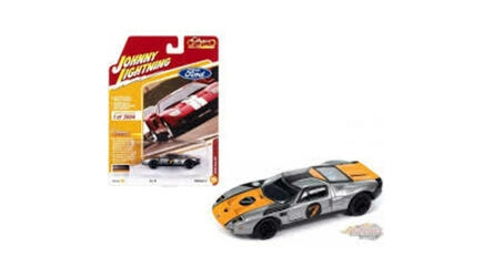 JOHNNY LIGHTNING 1/64 - FORD GT - 2005 - GUNMETAL WITH ORANG