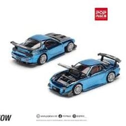 POP RACE 1/64 - MAZDA RX-7 RE-AMEMIYA WIDEBODY - BLUE CHROME