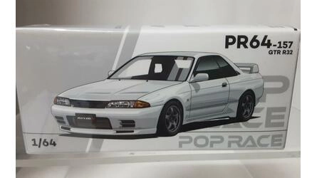 POP RACE 1/64 - NISSAN SKYLINE GT-R (R32) COUPE - CRYSTAL WH