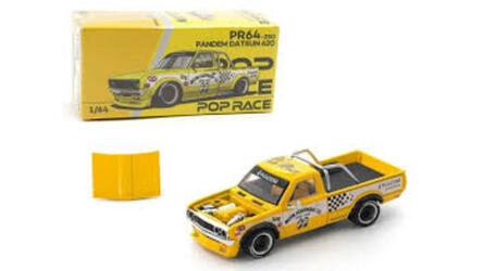 POP RACE 1/64 - PANDEM DATSUN 620 MOONEYES - YELLOW / BLACK