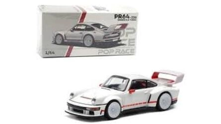 POP RACE 1/64 - PORSCHE SINGER DLS TURBO TRACK - WHITE / RED