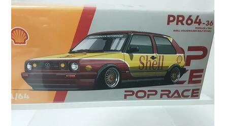 POP RACE 1/64 - VW GOLF GTI MKII - SHELL - YELLOW / RED