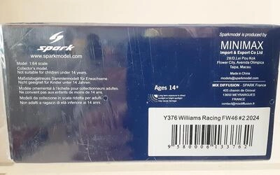 SPARK 1/64 - WILLIAMS RACING FW46 - Nº 2 L. SARGENT - BAHREI