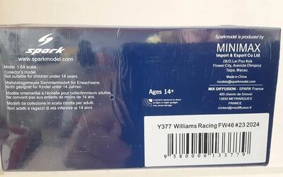 SPARK 1/64 - WILLIAMS RACING FW46 - Nº 23 A. ALBON - SEASON 