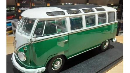 SOLIDO 1/18 -  VOLKSWAGEN T1 SAMBA MINIBUS - 1962 - GREEN / 